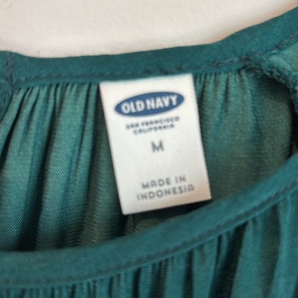 Old Navy Green Cold Shoulder Satin‎ Swing Dress Womens Medium - Picture 8 of 9